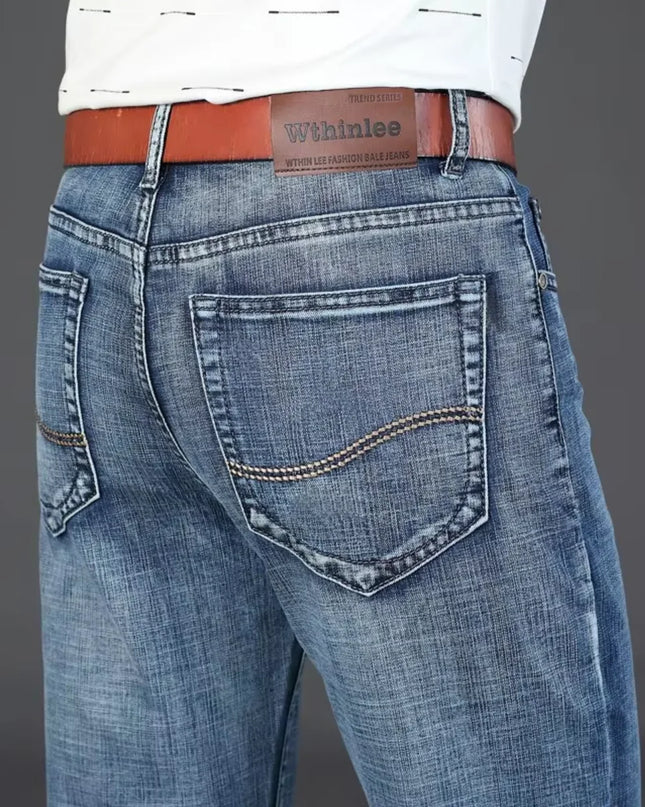 Wthinlee Men's Casual Straight Jeans - Stretch Denim for Business Wear