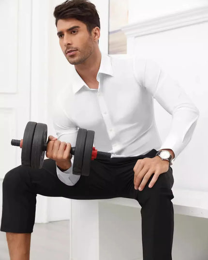 XXL Men's Business Shirt - Wrinkle Free Slim Fit for Spring Autumn