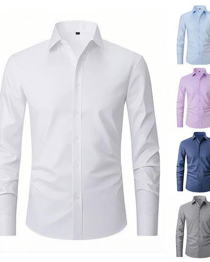 XXL Men's Business Shirt - Wrinkle Free Slim Fit for Spring Autumn