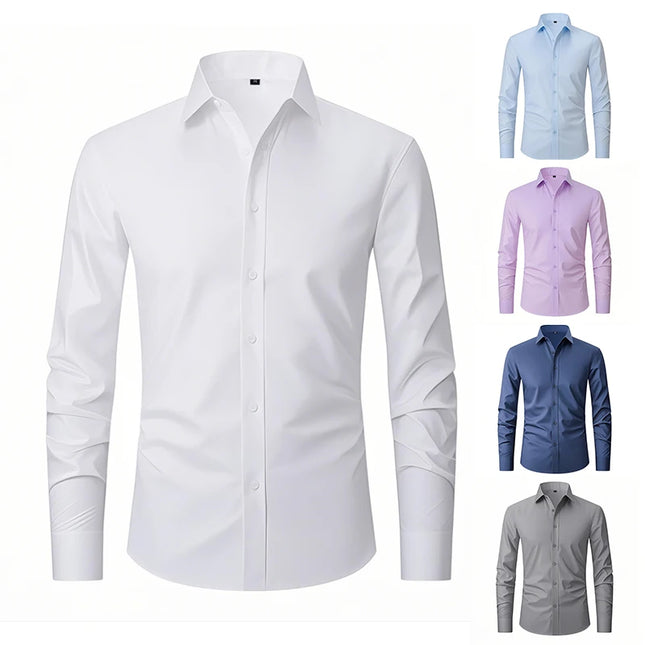 XXL Men's Business Shirt - Wrinkle Free Slim Fit for Spring Autumn